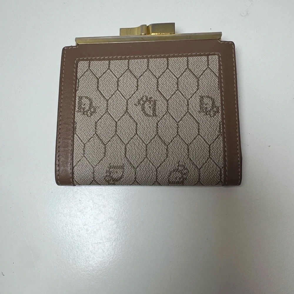 Christian Dior Vintage Women’s Bifold Honeycomb Monogram Canvas Compact Wallet